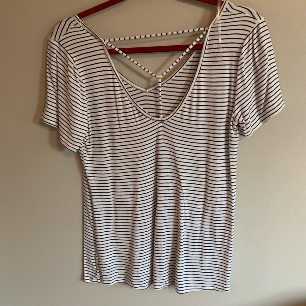 Striped Open Back Tee - Picture 2 of 3